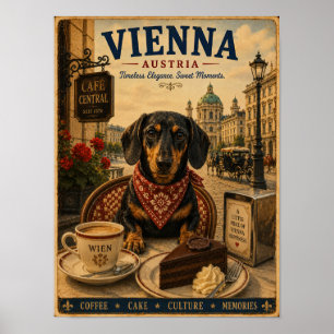 Poster Dachshund em Viena Cartaz de Viagem Vintage