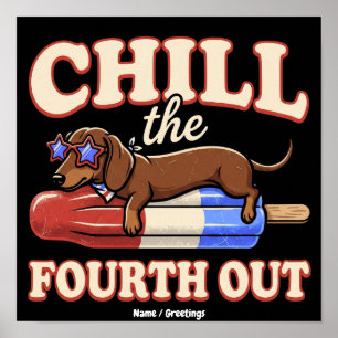 Poster Dachshund Engraçado 4 de Julho Esfrie o Quarto