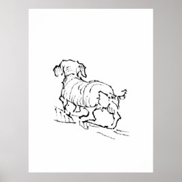 Poster Dachshund Feliz – Ilustração de Cachorro Salsicha