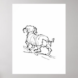 Poster Dachshund Feliz – Ilustração de Cachorro Salsicha