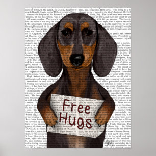 Póster Dachshund Free Hugs