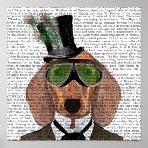 Póster Dachshund Green Goggles Top Hat