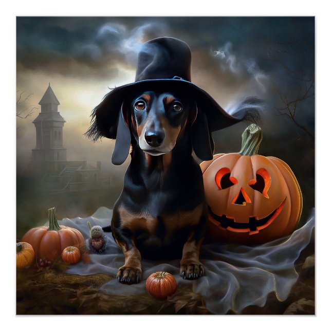 Póster Dachshund Halloween Scary (Frente)