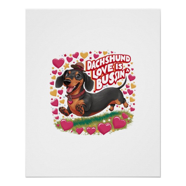 Póster Dachshund Love Is Bussin (Frente)