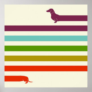 Poster Dachshund Muito Longo Colorido | Amante do Husky 