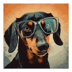 Póster Dachshund nos Óculos