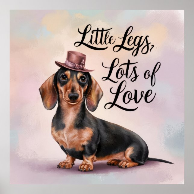 Poster Dachshund Pequenas Pernas Muito Amor (Frente)