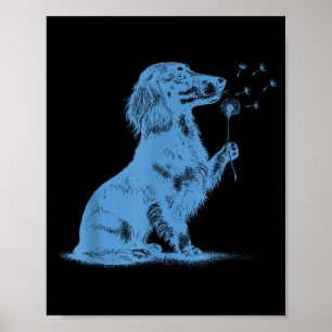 Poster Dachshund soprando desejos dandelion amante de ani