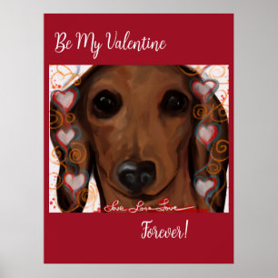POSTER DACHSHUND VERMELHO