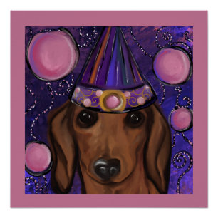 Póster Dachshund Vermelho