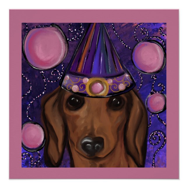 Póster Dachshund Vermelho (Frente)