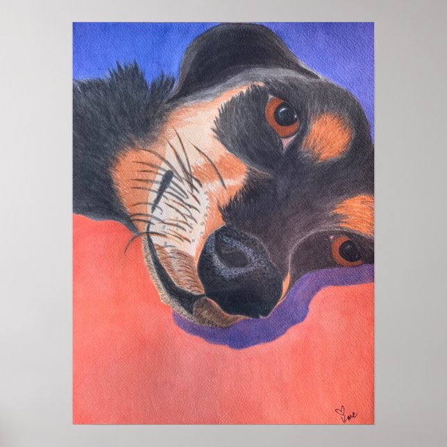 Poster Dachshund Watercolor (Frente)