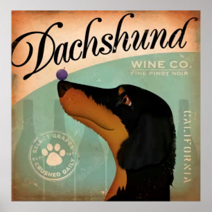 Poster Dachshund Wine Co., por Stephen Fowler Dog Art Imp
