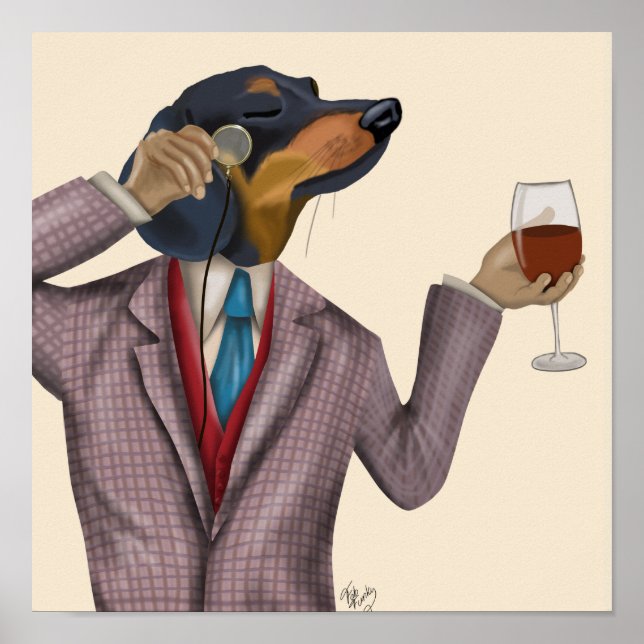 Poster Dachshund Wine Snob (Frente)