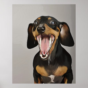 Poster Dachshund Yawning Dachshund Birthday