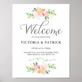 Poster Dacil Watercolor Florals bem-vindos ao nosso casam