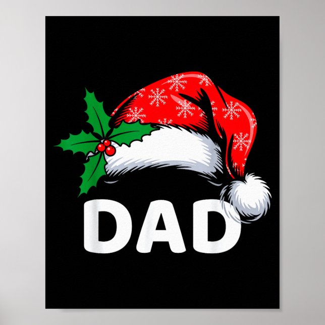 Poster Dad Christmas Family Pajamas Matching Santa Hat Ou (Frente)
