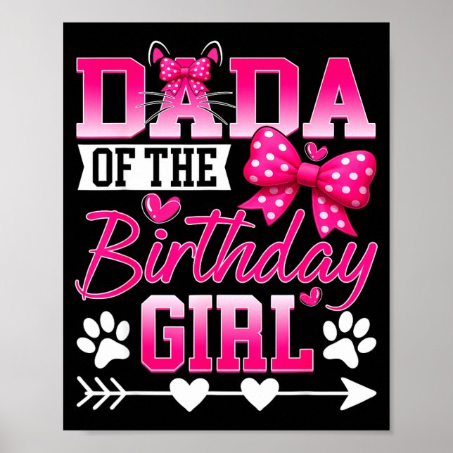 Poster Dada Of The Birthday Girl Cat Kitty Family Matchin (Frente)