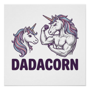 Póster Dadacorn Camiseta De Pai De Unicórnio Engraçado De
