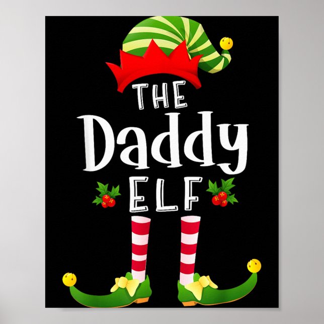 Poster Daddy Christmas Elf Matching Pajama X-mas Party  (Frente)