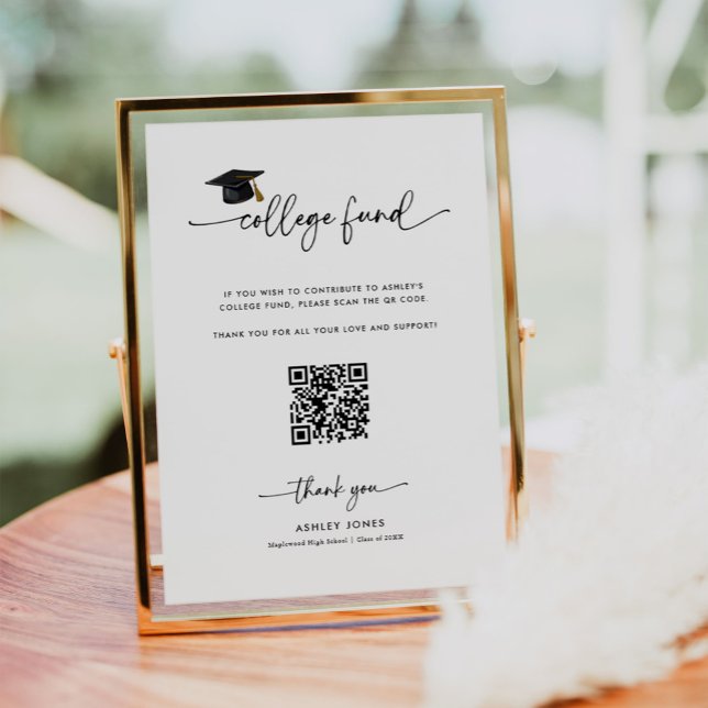 Poster Dádiva de Graduação Qr Code College Fund Sign (Criador carregado)