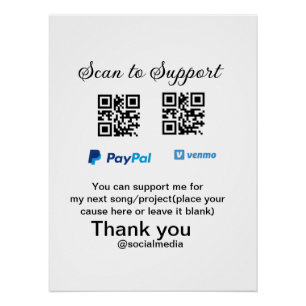 Póster Dádiva virtual jar q r código doação de moeda PayP