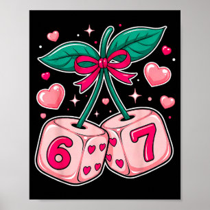 Poster Dados de Cereja Fofa no Dia dos Namorados Rosa Kaw