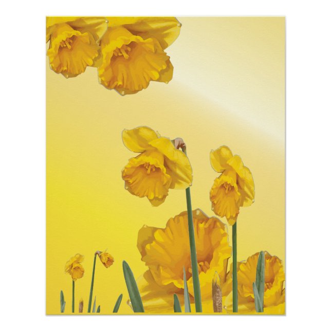Póster Daffodil Yellow Narcissus Retro Vintage (Frente)