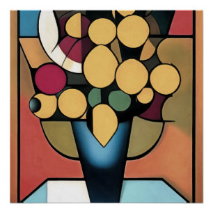 Póster Daffodils Amarelos Em Estilo Geométrico De Vaso Az