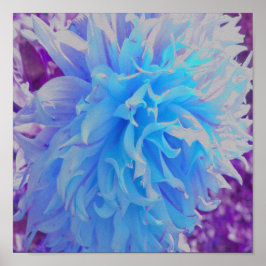 Poster Dahlia Flor Decorativa Azul Elegante