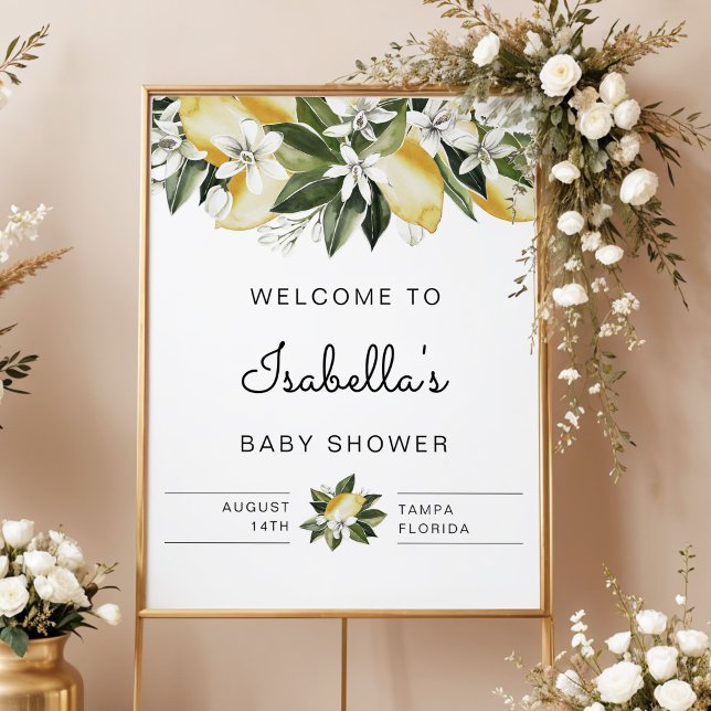 Poster Dahlia - Lemon Citrus Floral Chá de fraldas Bem-vi (Criador carregado)