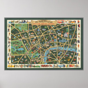 Poster Daily Telegraph representa o mapa de Londres