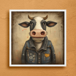 Poster Dairy Vest - Vaca engraçada em fantasia