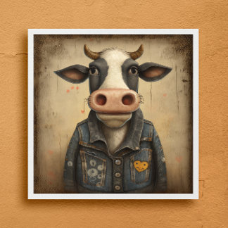Poster Dairy Vest - Vaca engraçada em fantasia