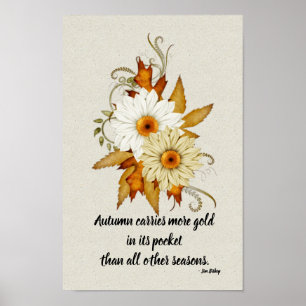 Poster Daises & Fall Leaves - Cotação da Época do outono