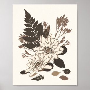 Poster Daisies and Leaves - transparente no creme.