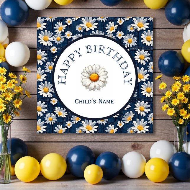 Póster Daisies on Blue Denim Birthday  (Criador carregado)
