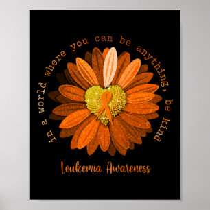 Poster Daisy Be Kind Leukemia Sensibilização Laranja Fita