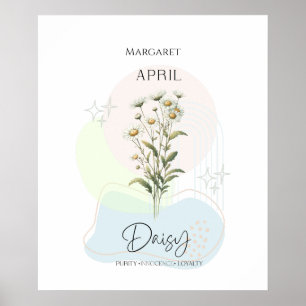 Poster Daisy Birth Flower para abril
