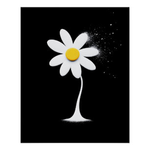 Póster Daisy com fundo preto