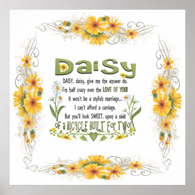 Poster Daisy, Daisy me dê sua resposta. (Frente)
