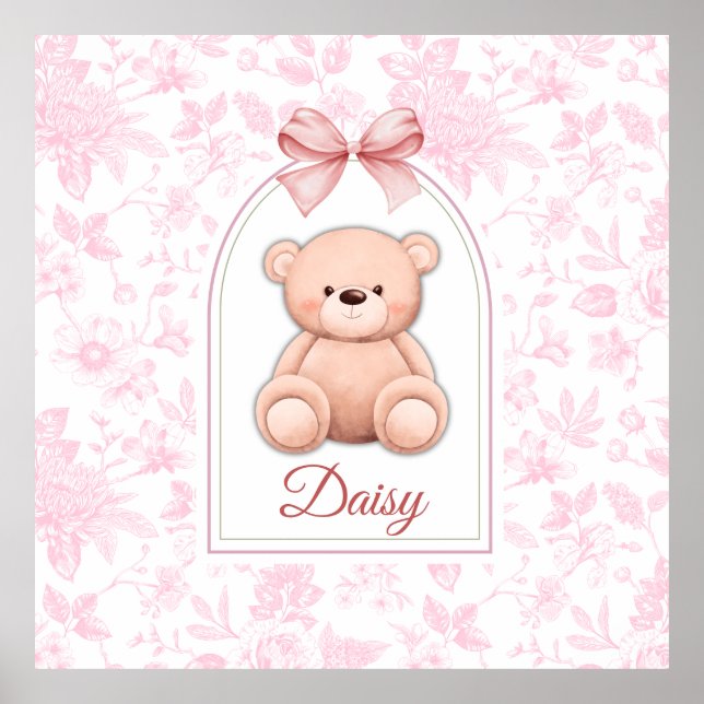 Poster Daisy | Design de Enfermeiro de Urso Rosa Personal (Frente)