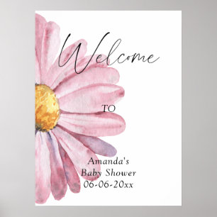 Poster Daisy Elegant Welcome - chá de fraldas party