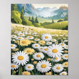 Poster Daisy Field - Flor Brilhante e Alegre