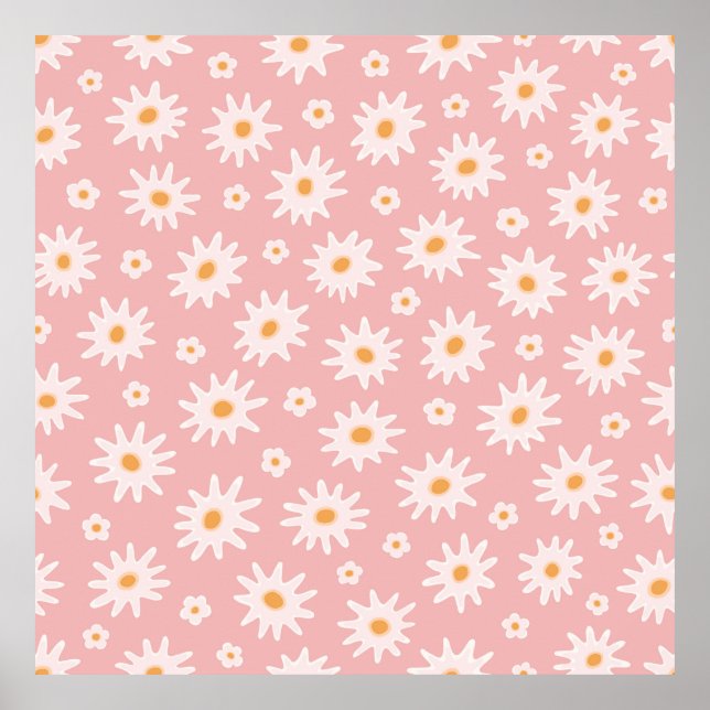 Poster Daisy floresce um padrão perfeito. Plano de fundo (Frente)