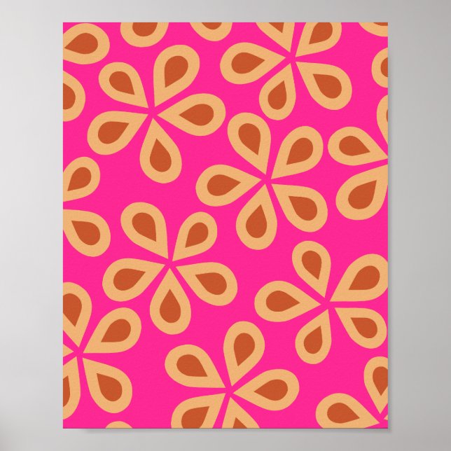 Poster Daisy Florets 04 Quente Rosa E Laranja (Frente)