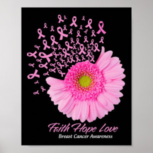 Poster Daisy Flower Faith Hope ama o Cancer da mama Aware