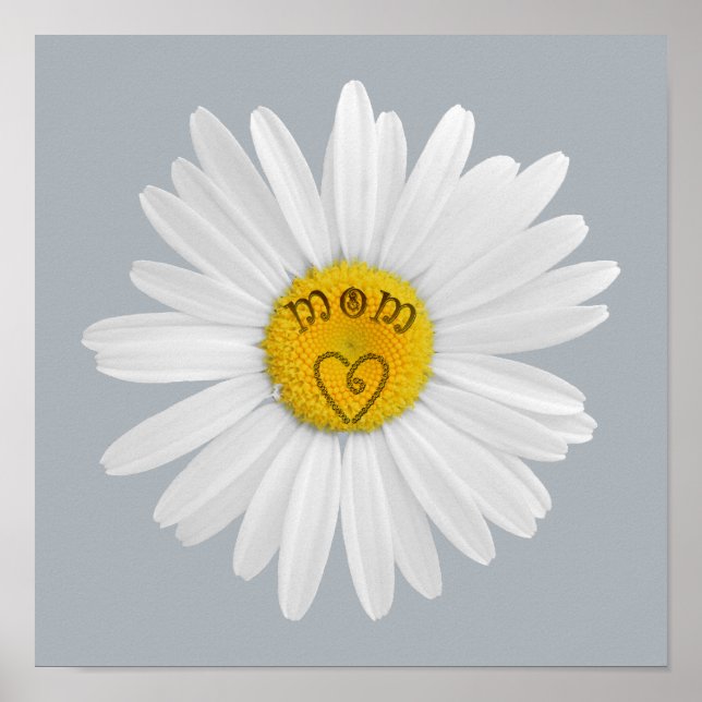 Poster Daisy Flower Para A Mãe Arte Personalizar O Fundo (Frente)