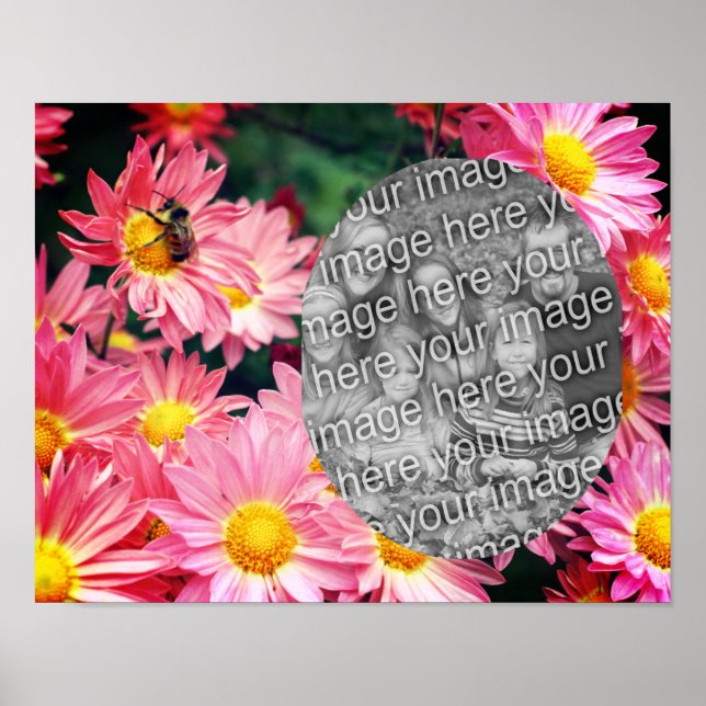 Poster Daisy Flowers E Bumble Bee Frame Adicionar Sua Fot (Frente)