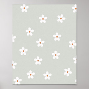 Poster Daisy Flowers Green